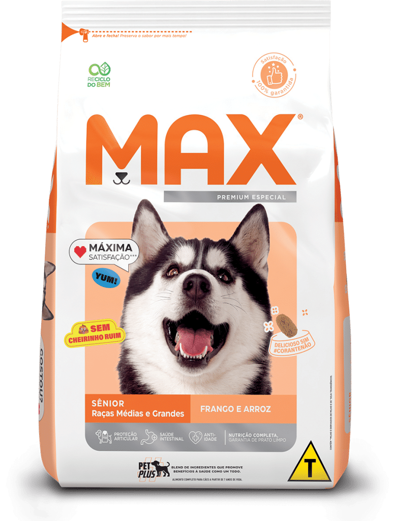 Max Cães Sênior Raças Médias e Grandes Frango e Arroz